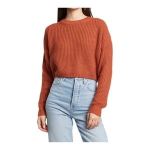 Nwt Elodie Crewneck Cropped Sweater / rust